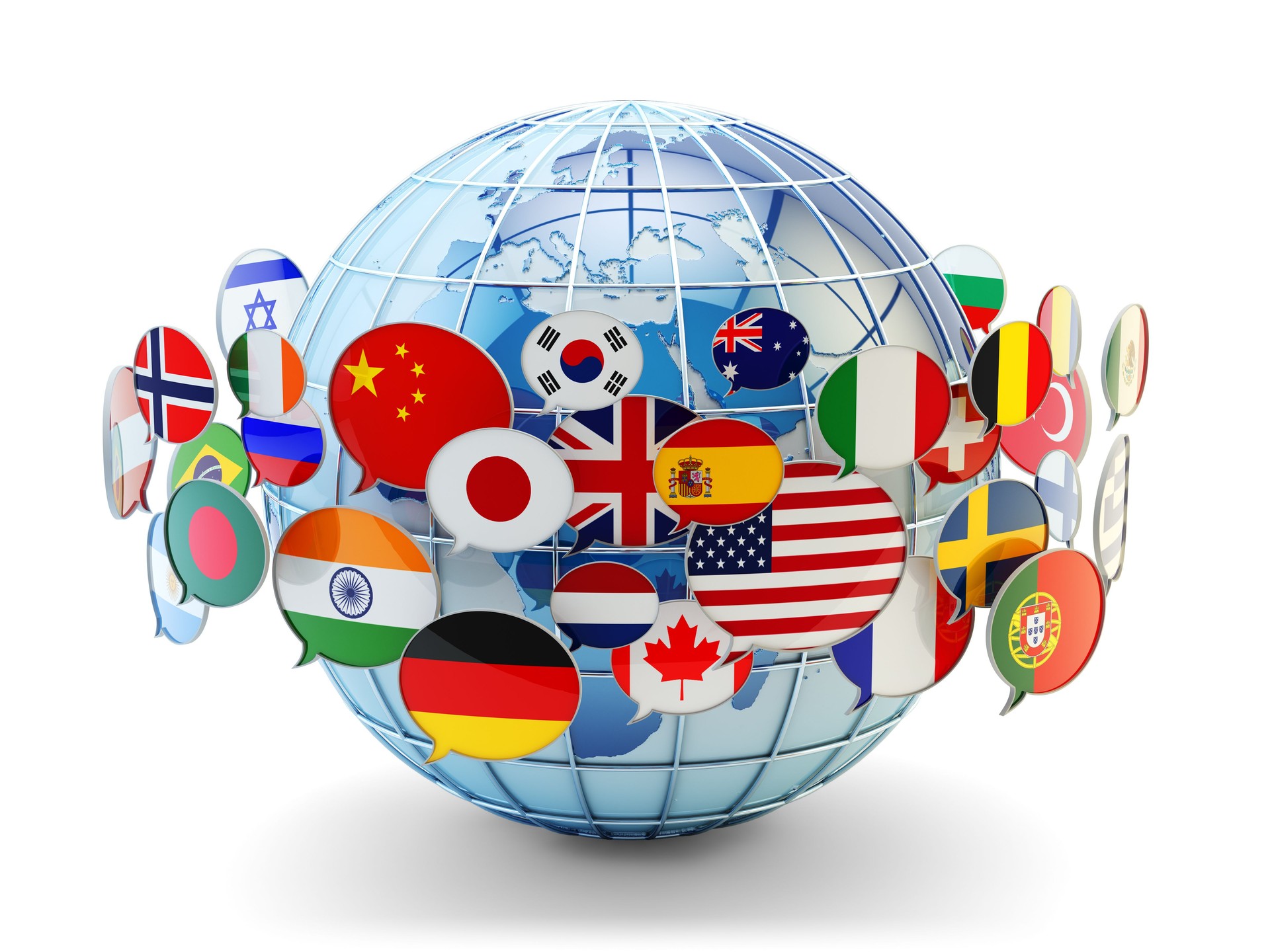 Global communication, international messaging and translation concept